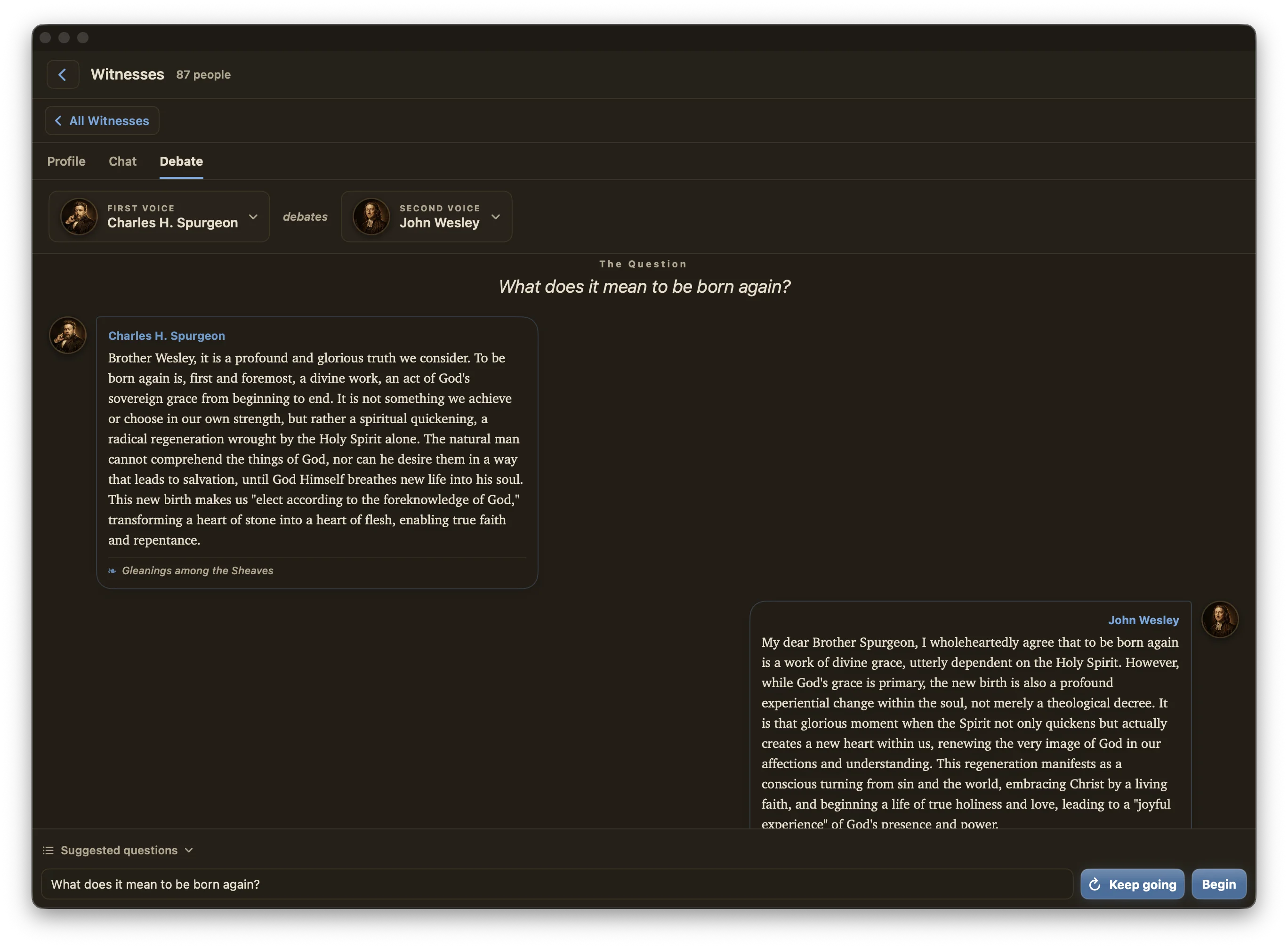 Maranatha Witnesses debate between Charles H. Spurgeon and John Wesley